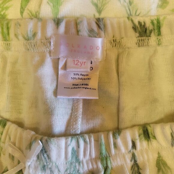 Polkadot England Fir Tree Print 2 Piece Pajama Set Girls Size 12 Year - Picture 7 of 9